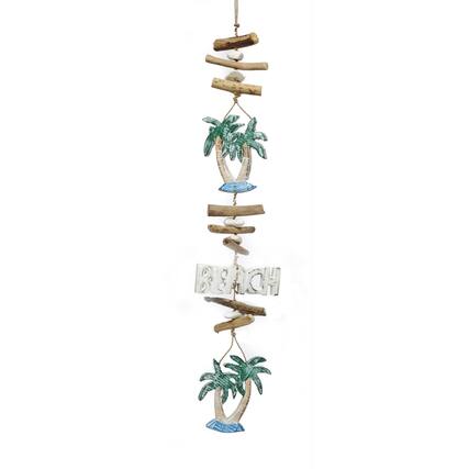 Front. Bamboo Source Tropical Decor - Beach Driftwood Hanging Strand with Palm Trees Home Coastal Decoration Wood 30 inch - Multicolor.