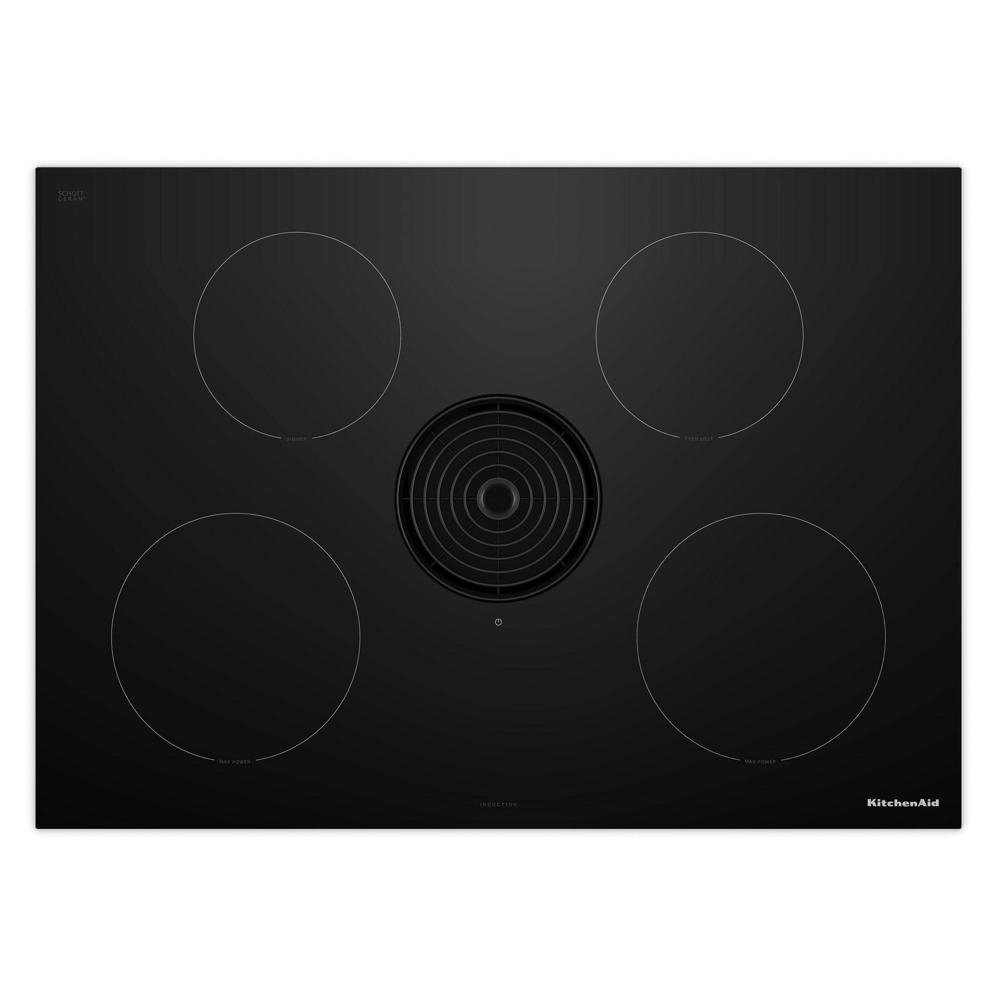 Front. KitchenAid - 30" Electric Induction Cooktop with 4 Cooking Zones and Quiet Ventilation - Black.