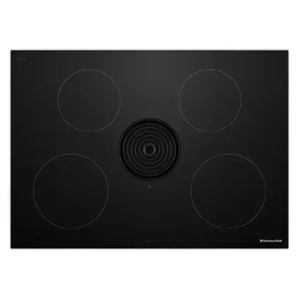 Front. KitchenAid - 30" Downdraft Induction Cooktop with 4 Cooking Zones - Black.
