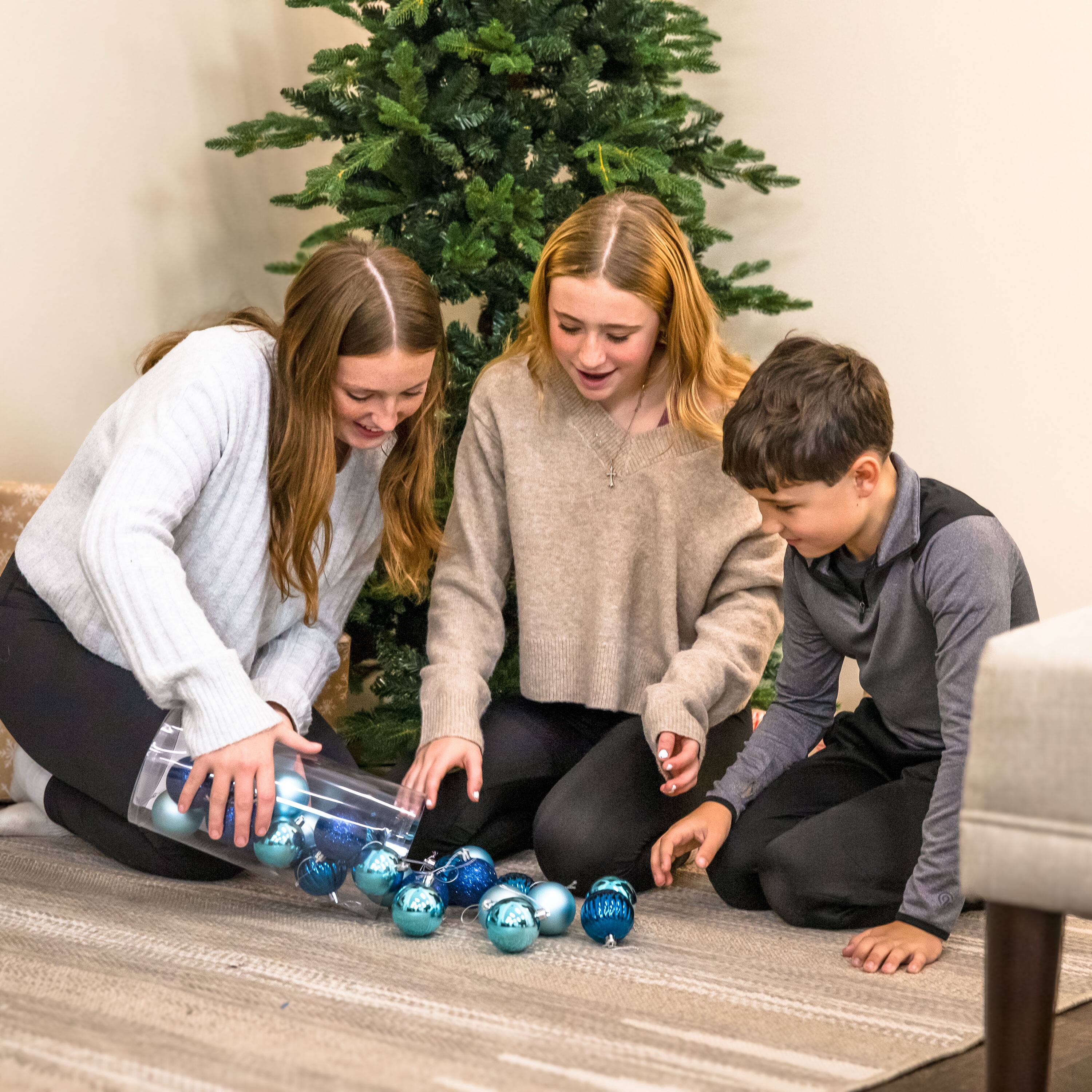 Alt View 2. Sunnydaze - Merry Medley 24-Piece Christmas Ornament Balls - 60mm - Turquoise/Blue.