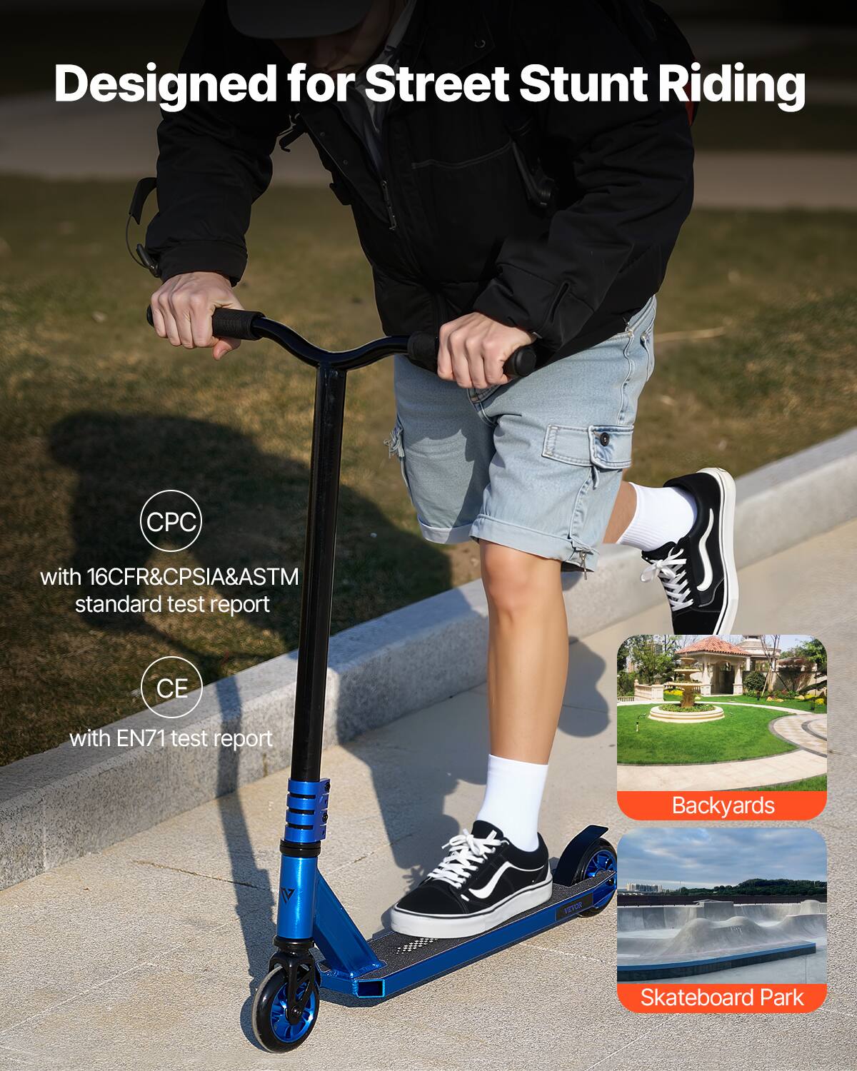 Designed for Street Stunt Riding

CPC with 16CFR&CPSCIA&ASTM standard test report

CE with EN71 test report

Backyards

Skateboard Park