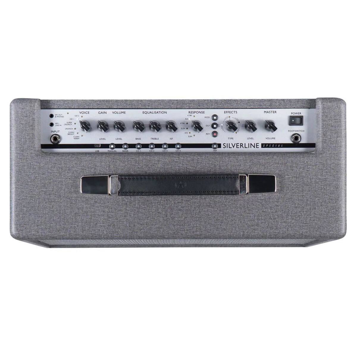 SC VOICE - GAIN VOLUME EQUALISATION RESPONSE EFFECTS MASTER POWER

- AC INPUT
- LEVEL
- BASS
- TREBLE
- MOD
- DELAY
- REVERB
- TUNER
- FOOTSWITCH
- SILVERLINE SPECIAL