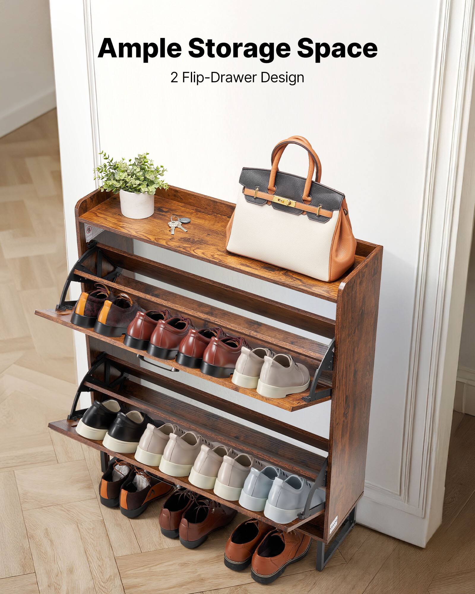Ample Storage Space  
2 Flip-Drawer Design