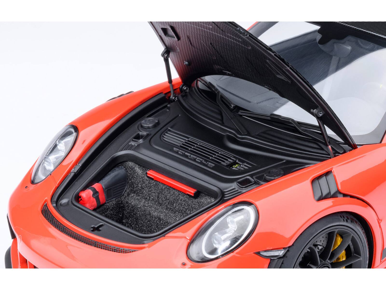 Alt View 2. Autoart - Porsche 911 (991.2) GT3 RS Weissach Lava Orange with Carbon Hood and Top 1/18 Model Car by Autoart.