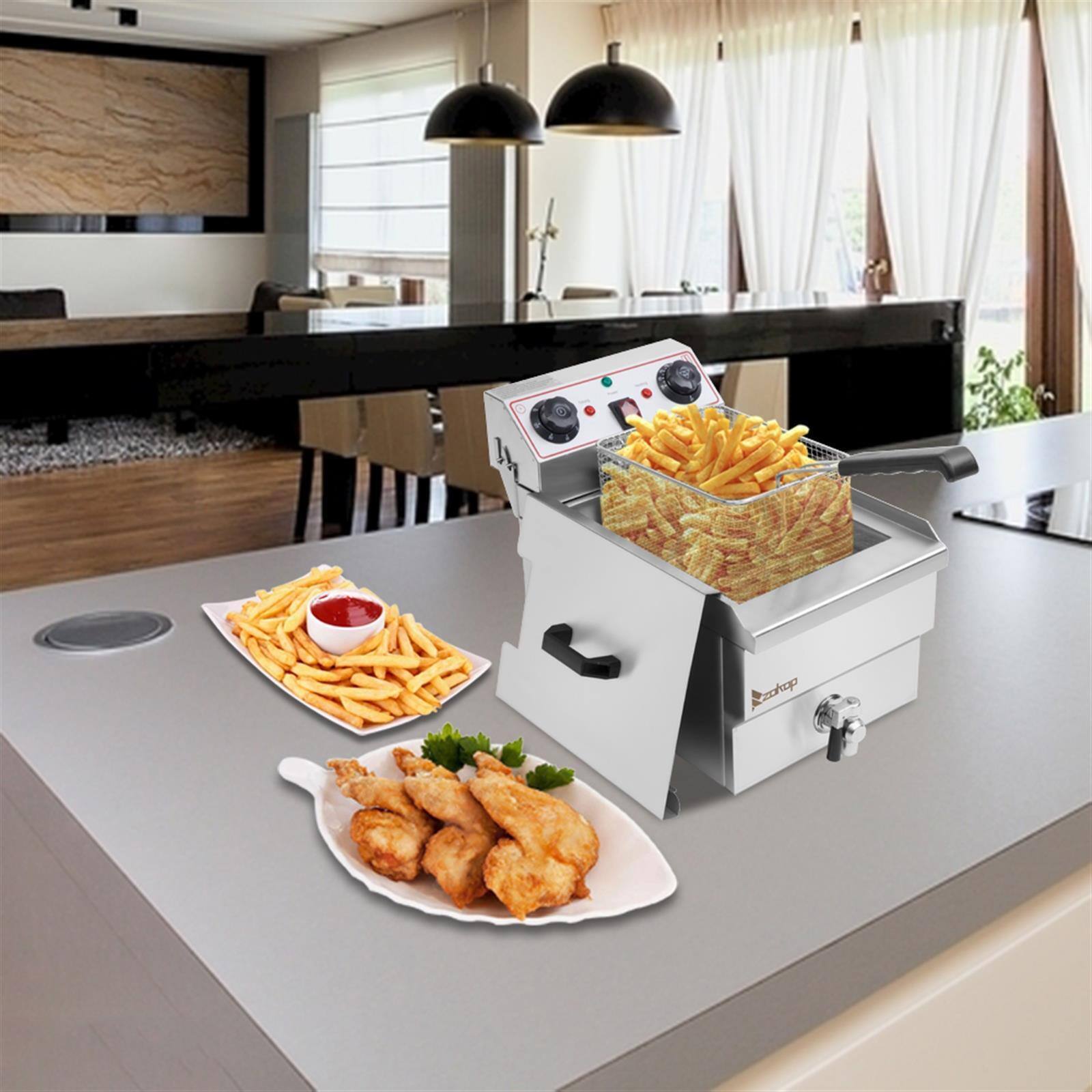 Alt View 1. Winado - 1700W Electric Deep Fryer 12L Commercial Stainless Steel Restaurant Fry Basket - Sliver.