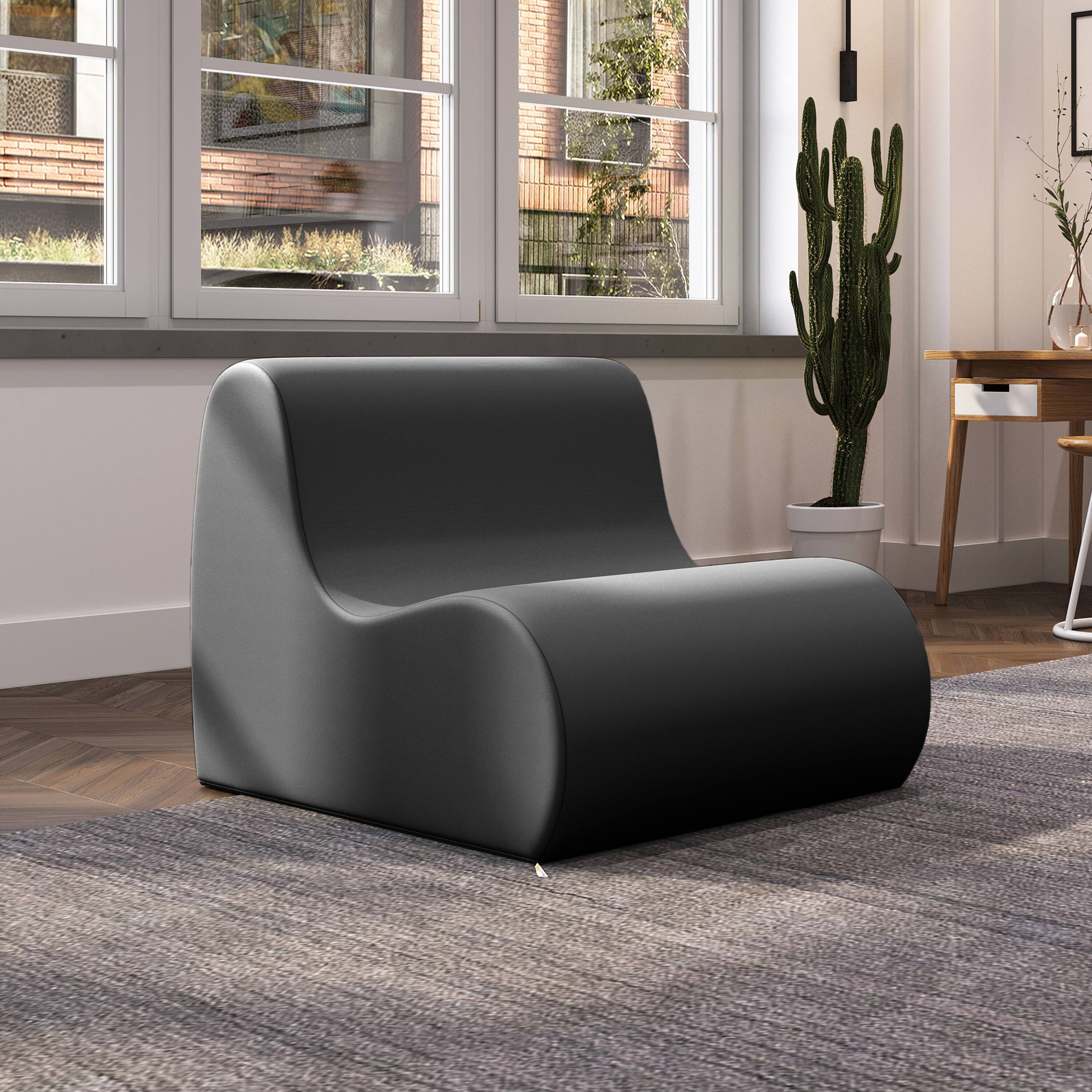 Alt View 1. Jaxx - Jaxx Midtown Large Classroom Soft Foam Chair - Premium Vinyl Cover, Black - Black.