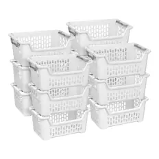 Front. Sterilite - Sterilite Stacking Laundry Basket, 2 Bushel Hamper with Handles, White, 12 Pack - White.
