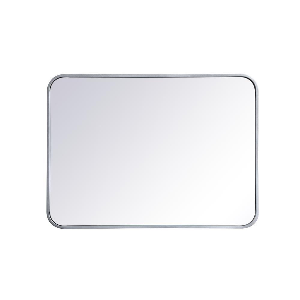 Back. Elegant Decor - Soft corner metal rectangular mirror 22x30 inch in Silver - Silver.