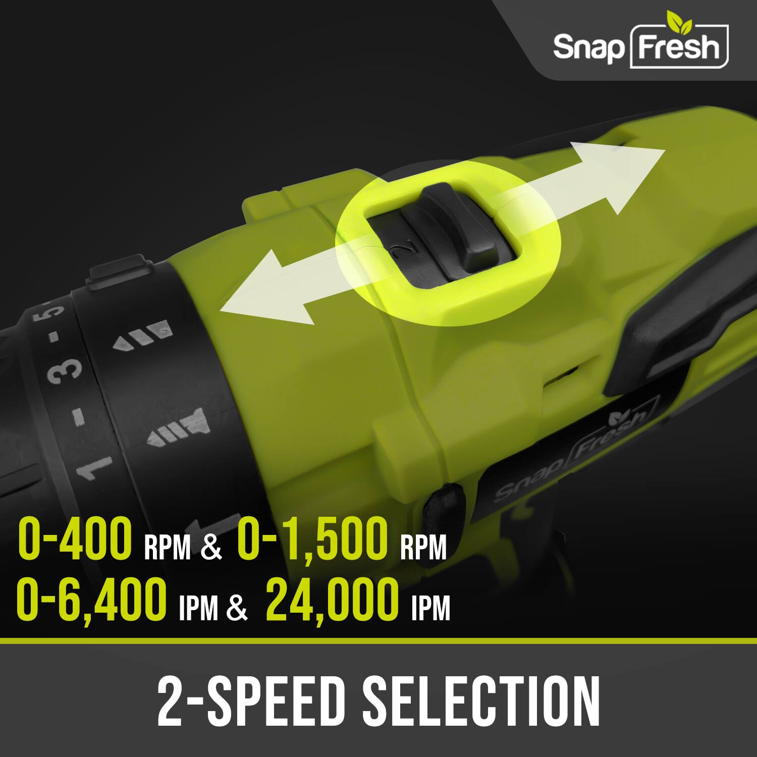 Snap Fresh 5.3

Snap Fresh 0-400 RPM & 0-1,500 RPM  
0-6,400 IPM & 24,000 IPM  
2-SPEED SELECTION