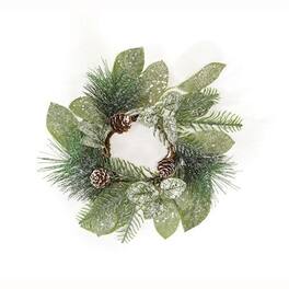 BreeBe - *Newport Snowy Mixed Greens & Cone Candle Ring 3.5" - Green