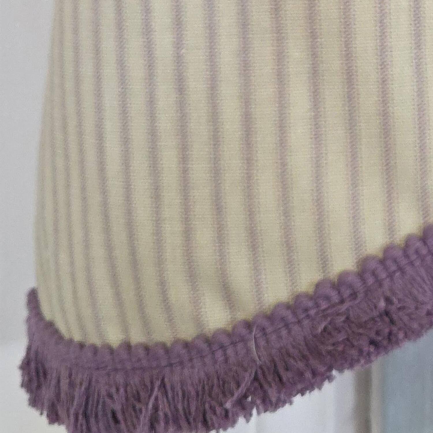Alt View 2. RLF Home - RLF Home Lilac Stripe Trimmed Cornice Window Valance 100% Cotton Lined Rod Pocket 50" x 17" Purple - Purple.