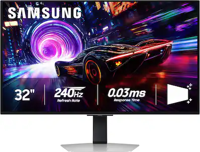 Samsung - 32" Odyssey OLED G8 (G81SF), 4K UHD, 240Hz, 0.03ms, AMD FreeSync Premium Pro, Glare Free, HDR 400 Gaming Monitor - Silver