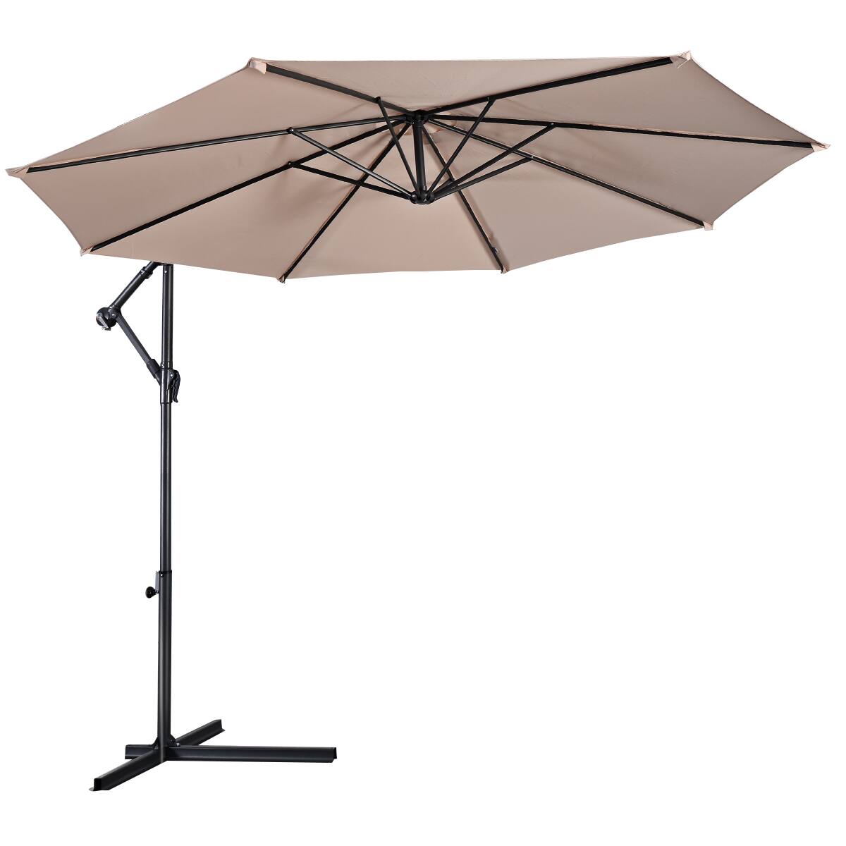 Alt View 1. Gymax - Gymax 10' Hanging Umbrella Outdoor Patio Market Banana Umbrella Offset Beige - Beige.