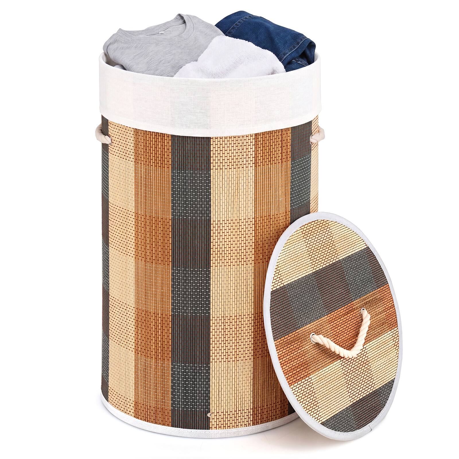 Front. Costway - Costway 13.2 Gal Laundry Hamper with Lid, 3 Handles, Removable & Machine-Washable Liner - Multicolor.