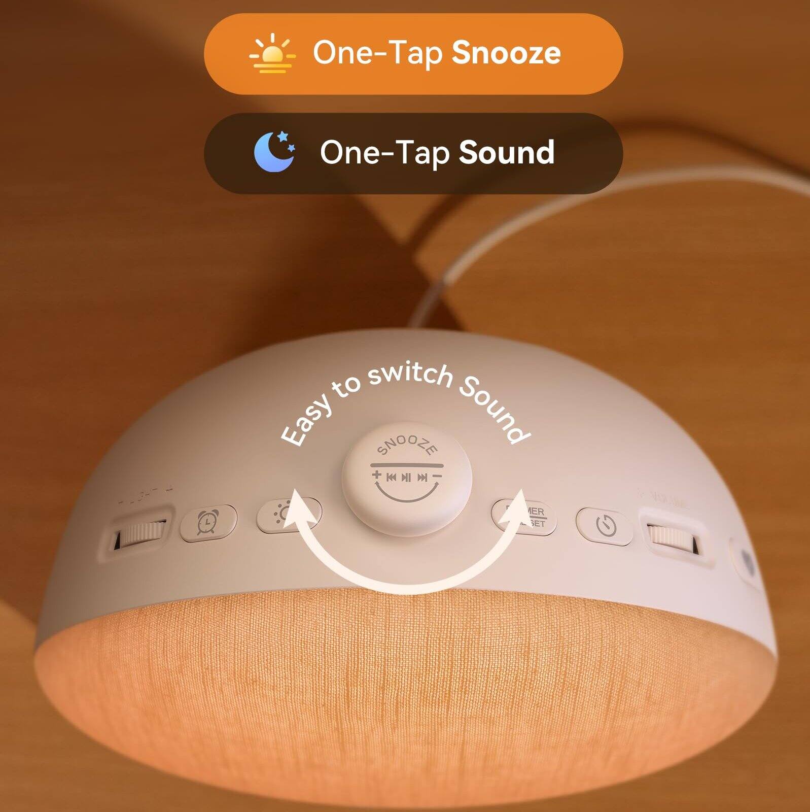 One-Tap Snooze  
One-Tap Sound  

Easy to switch Sound