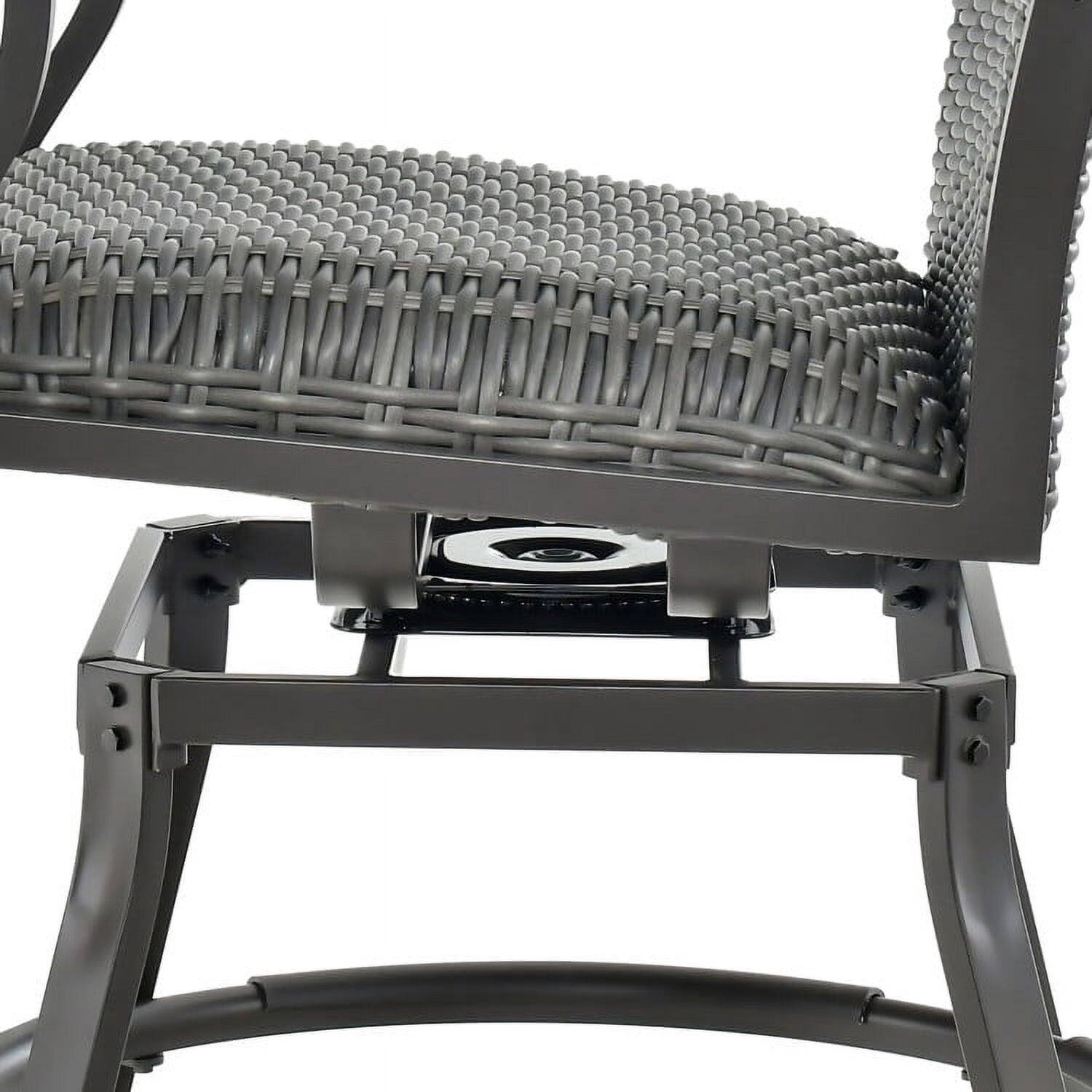 Left. Pefilos - 3 Pieces Swivel Bar Set with 4D Air Fiber Cushion, Outdoor Stackable Dining Chairs for All Weather, Breathable Garden - Gray.