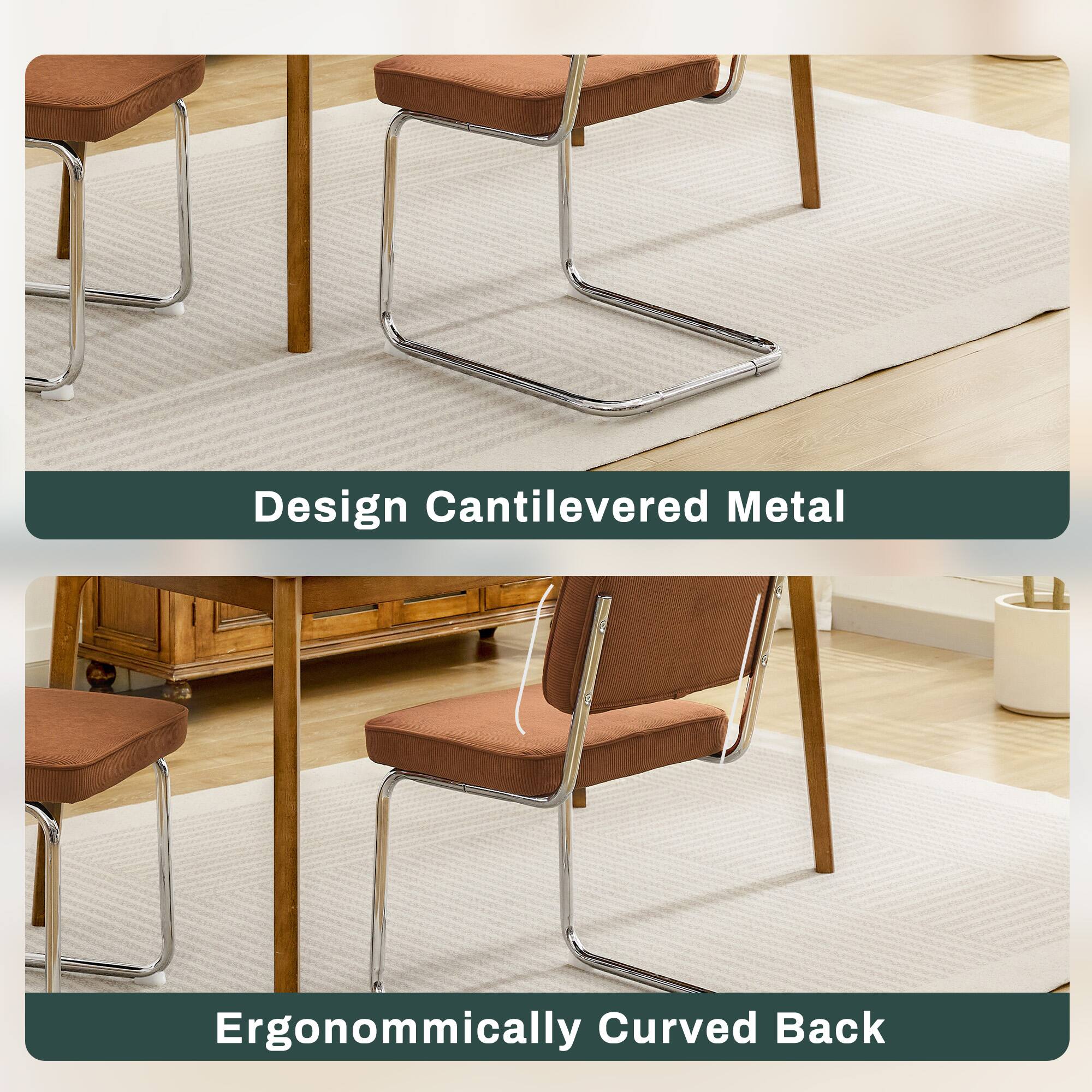Design Cantilevered Metal  
Ergonomically Curved Back