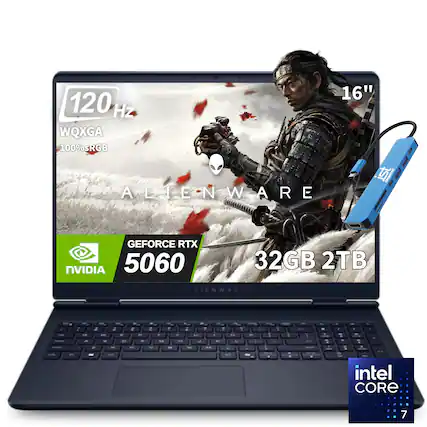 120 Hz WQXGA 100% sRGB 16" ALIENWARE GEFORCE RTX NVIDIA 5060 32GB 2TB ALIENWARE - 2 - - - a - - 2 - . 4 - - a - -- - .- 4 .. . . + - T 1 - L - - 1 - a 7 - - - - - - 3 - t A - - - -- - intel CORE 7