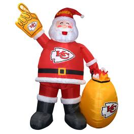 Logo Brands - Kansas City Chiefs 7' Inflatable Santa - Multicolor