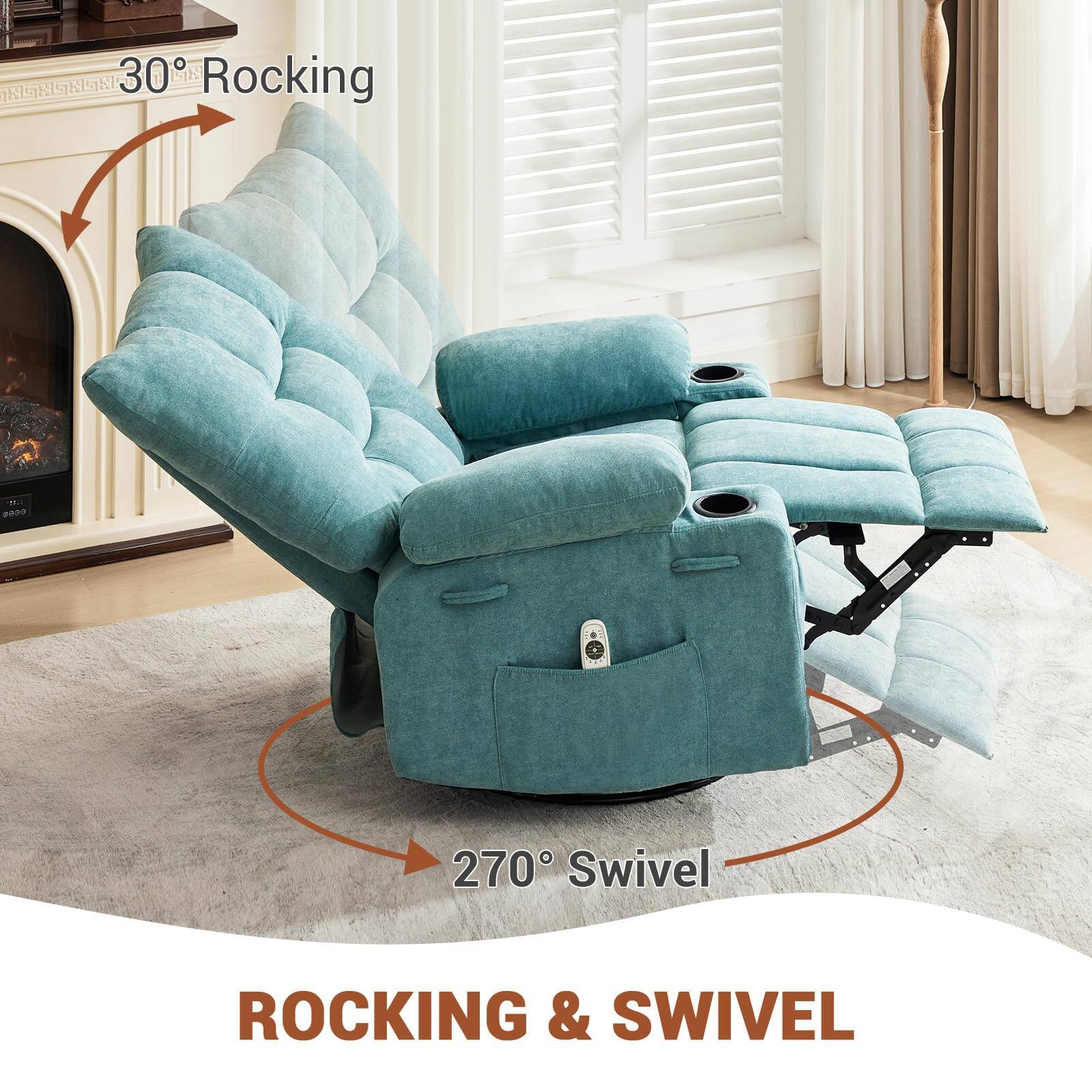30° Rocking  
270° Swivel  
ROCKING & SWIVEL
