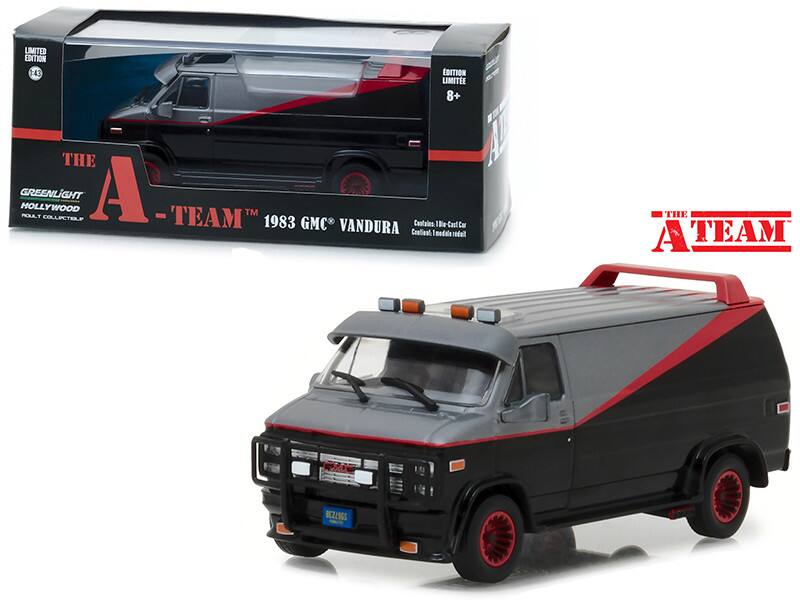LIMITED EDITION 43  
EDITION LIMITEE 8+  
THE A-TEAM  
1983 GMC VANDURA  
Contains 1 die-cast car  
Collectible, Intermediate scale