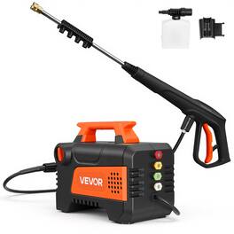 VEVOR - Electric Pressure Washer, 1958 Max PSI 2.5 Max GPM, Portable Power Washer with 4 Nozzles, Metal Extension Wand - Black;Orange