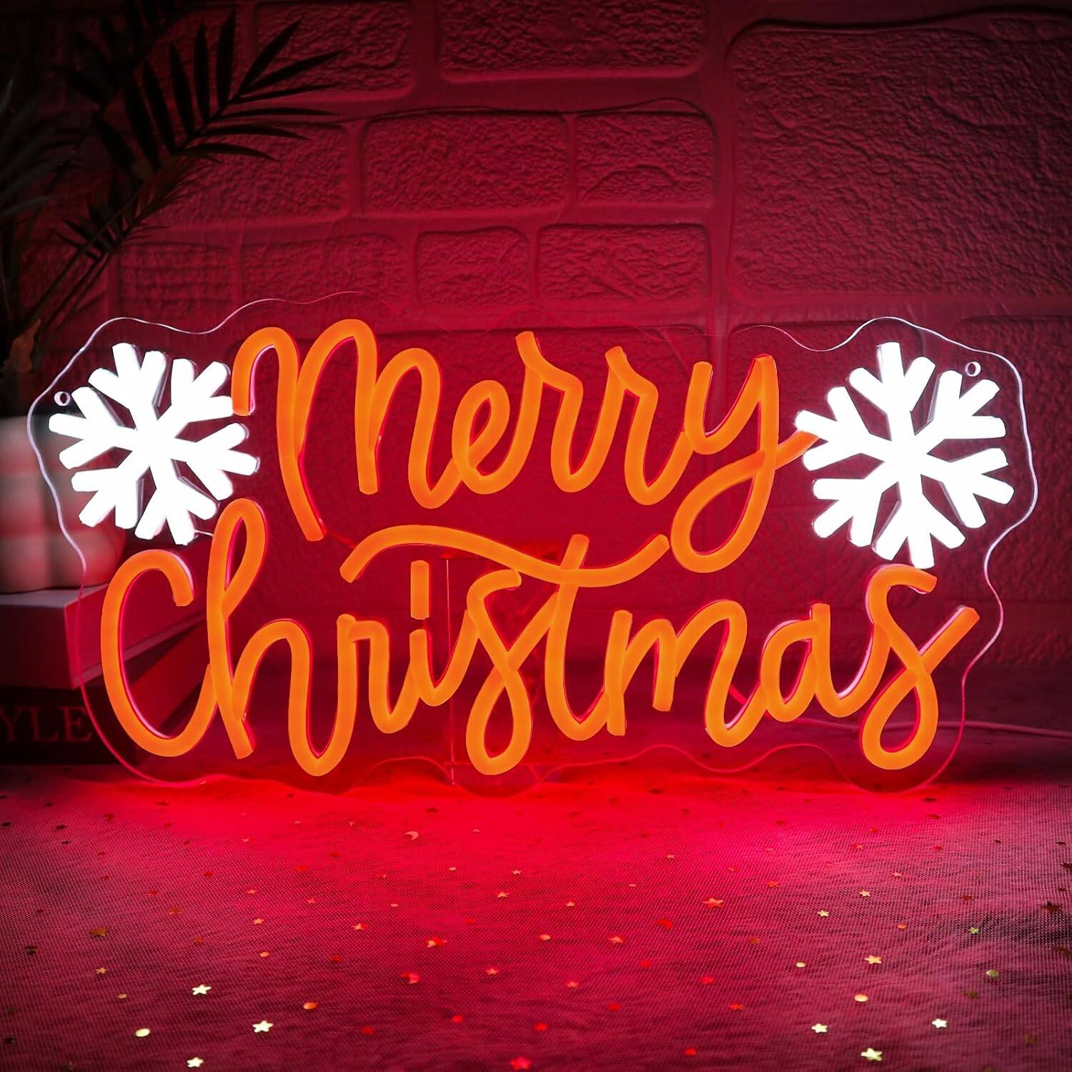 Auledio Merry Christmas Neon Sign for Wall Decor Dimmable Red Led Sign ...