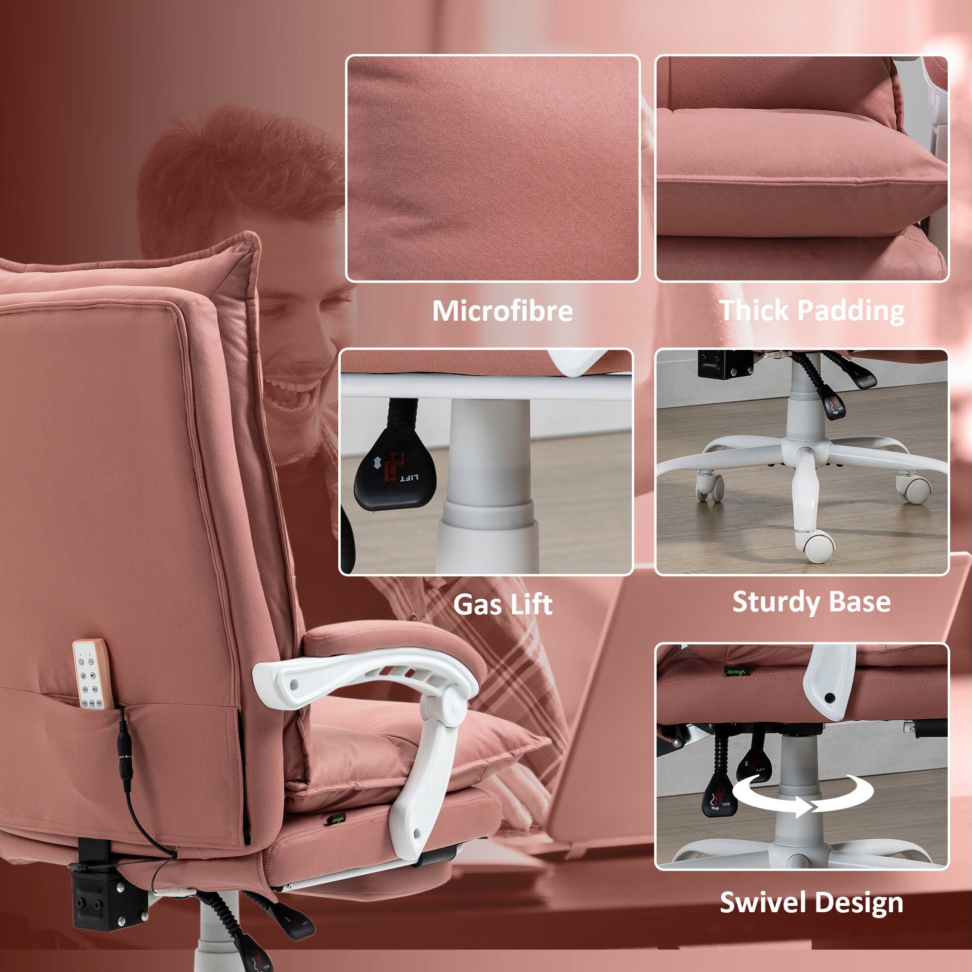 Microfibre, Thick Padding, Gas Lift, Sturdy Base, Swivel Design