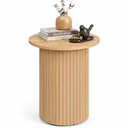 Costway - 1 PCS Modern Small Wooden Accent Nightstand with Non-Slip Foot Pads for Small Spaces - Natural