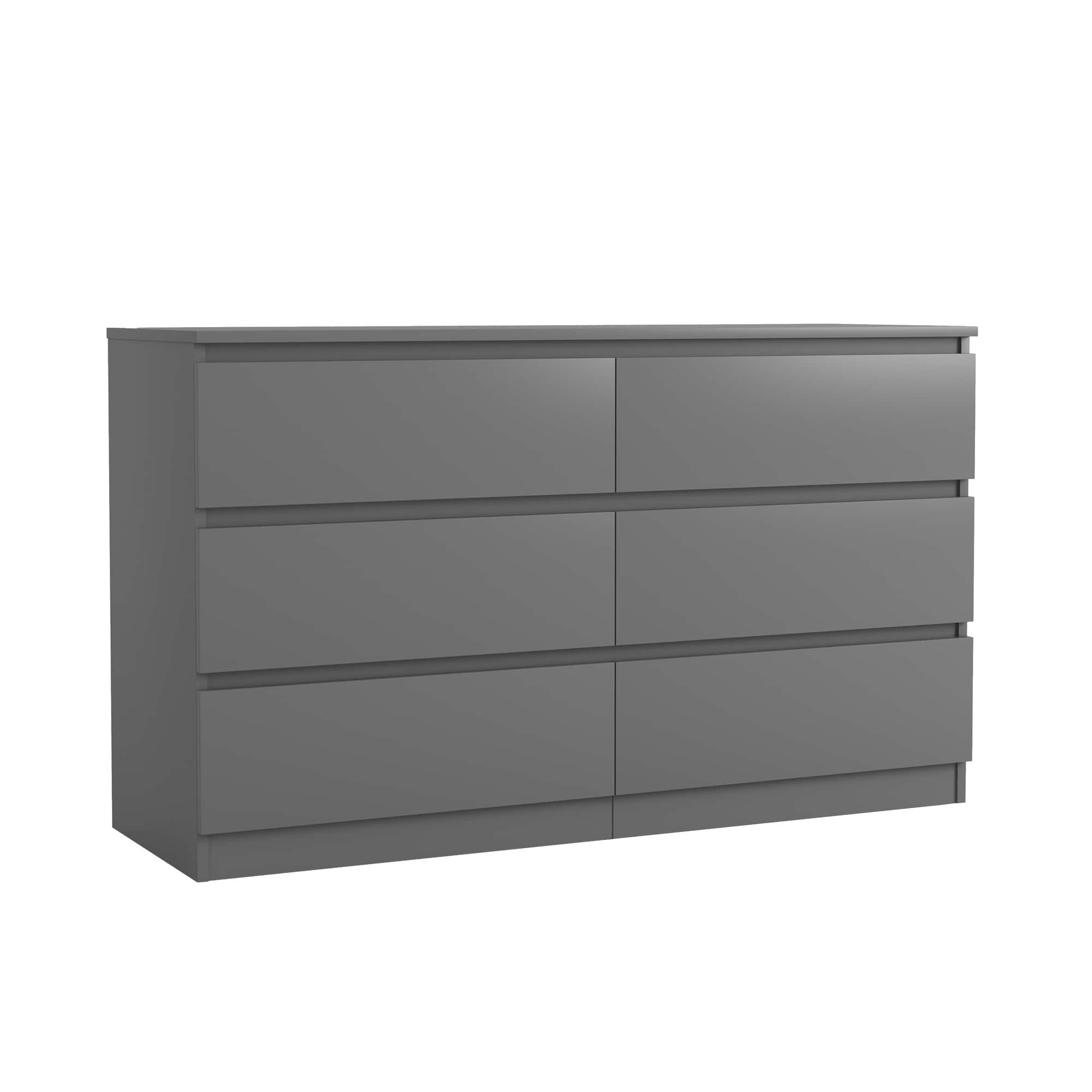 Spaco - Modern 6 Drawer Dresser Table, Storage Cabinet, Minimalist Chest, TV Stand Vanity For Bedroom, Living Room - Gray