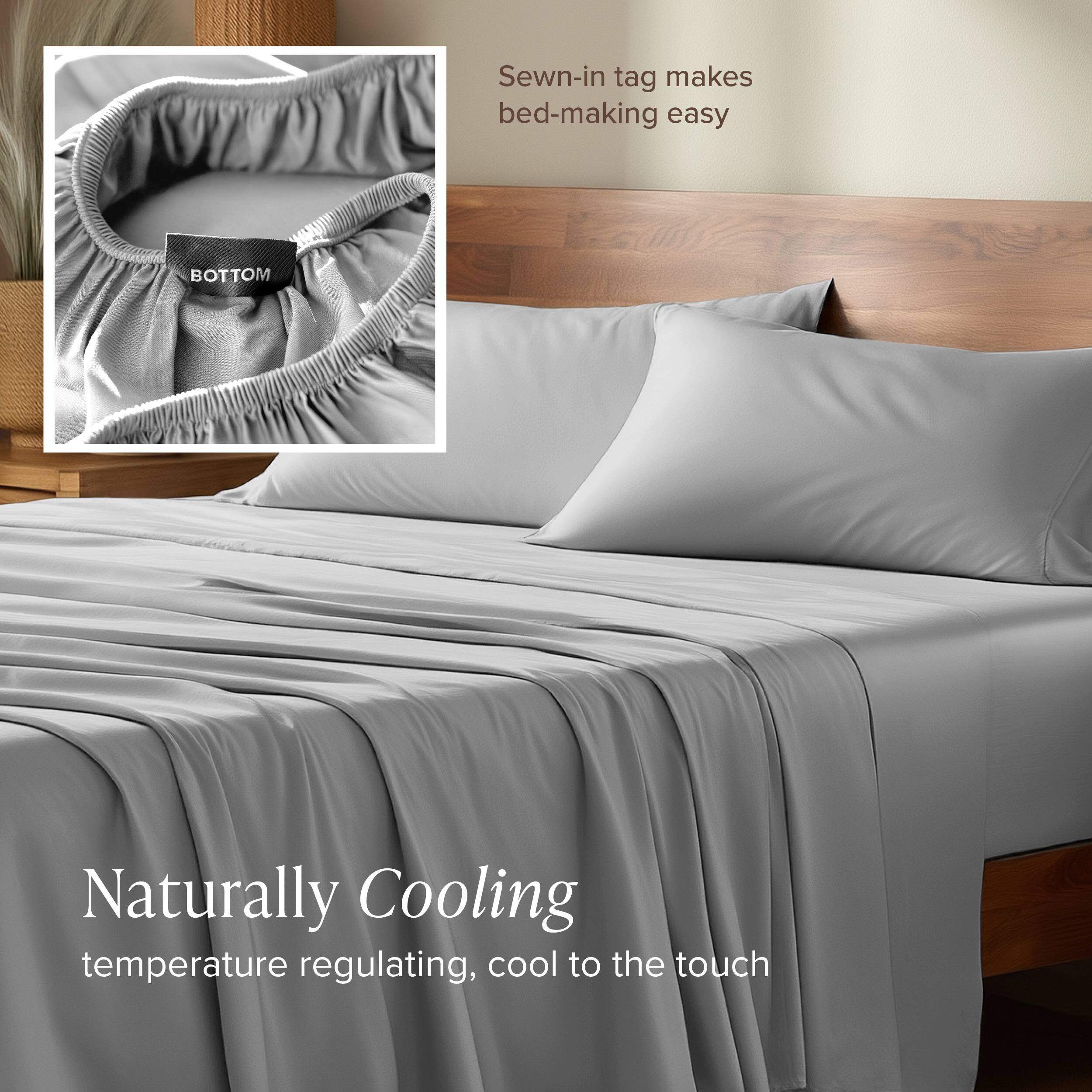 Sewn-in tag makes bed-making easy

Naturally Cooling
temperature regulating, cool to the touch