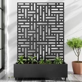 PexFix - 72 in. H x 47 in. W Helen Pattern Rectangle Metal Planter Box Raised Garden Beds with Trellis-Ideal for Balcony - Black