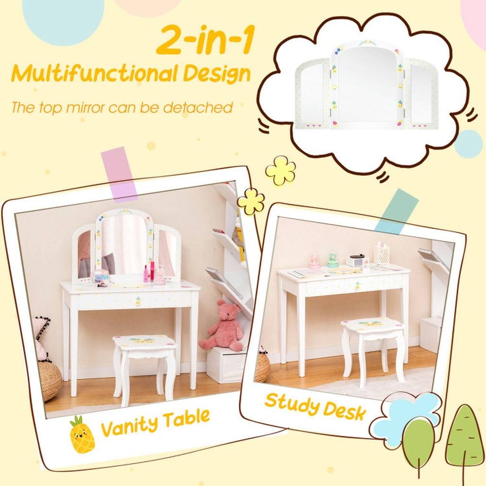 2-in-1 Multifunctional Design  
The top mirror can be detached  

Vanity Table  
Study Desk