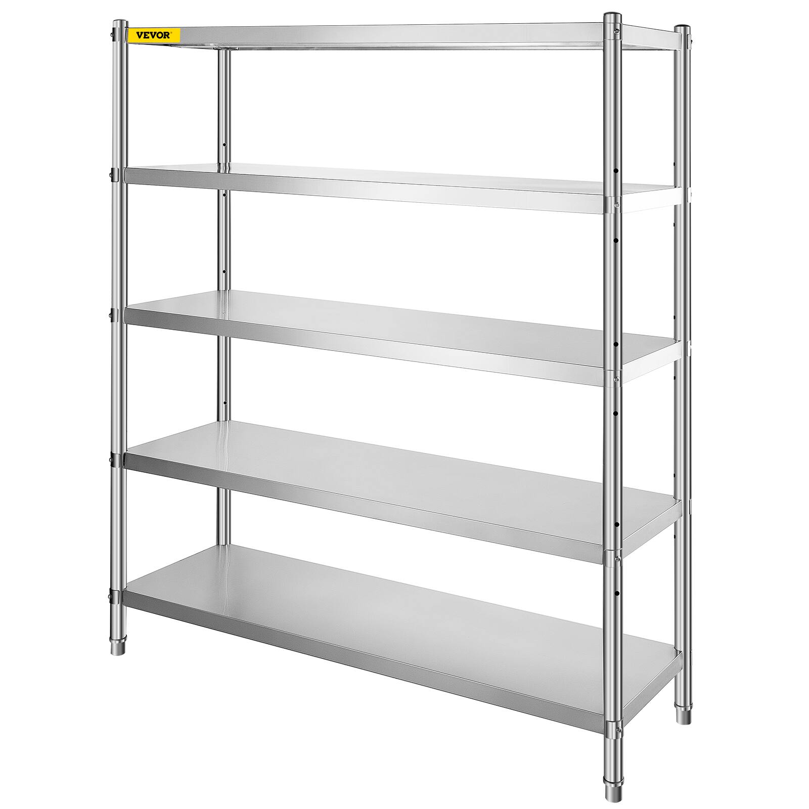 Alt View 5. VEVOR - Storage Shelf, 5-Tier Storage Shelving Unit, Stainless Steel Garage Shelf,70.9 x 17.7 x 70.9 inch Heavy Storage Shelving - Silver.
