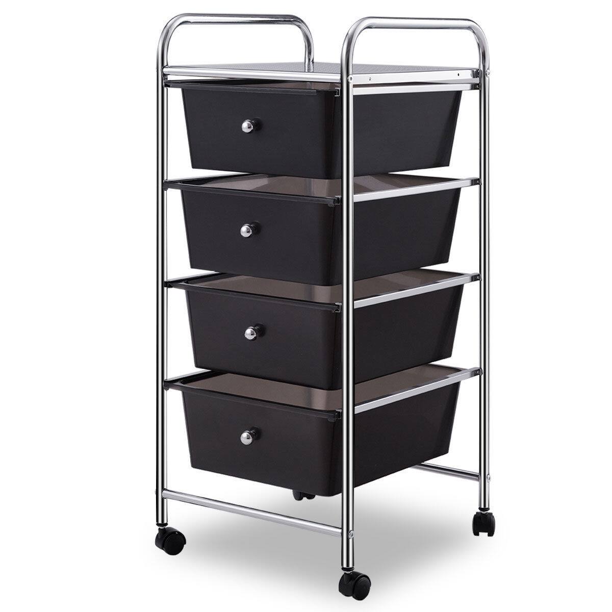 Alt View 6. Costway - 4 Drawers Metal Rolling Storage Cart Scrapbook Supply & Paper Home Office - Black.