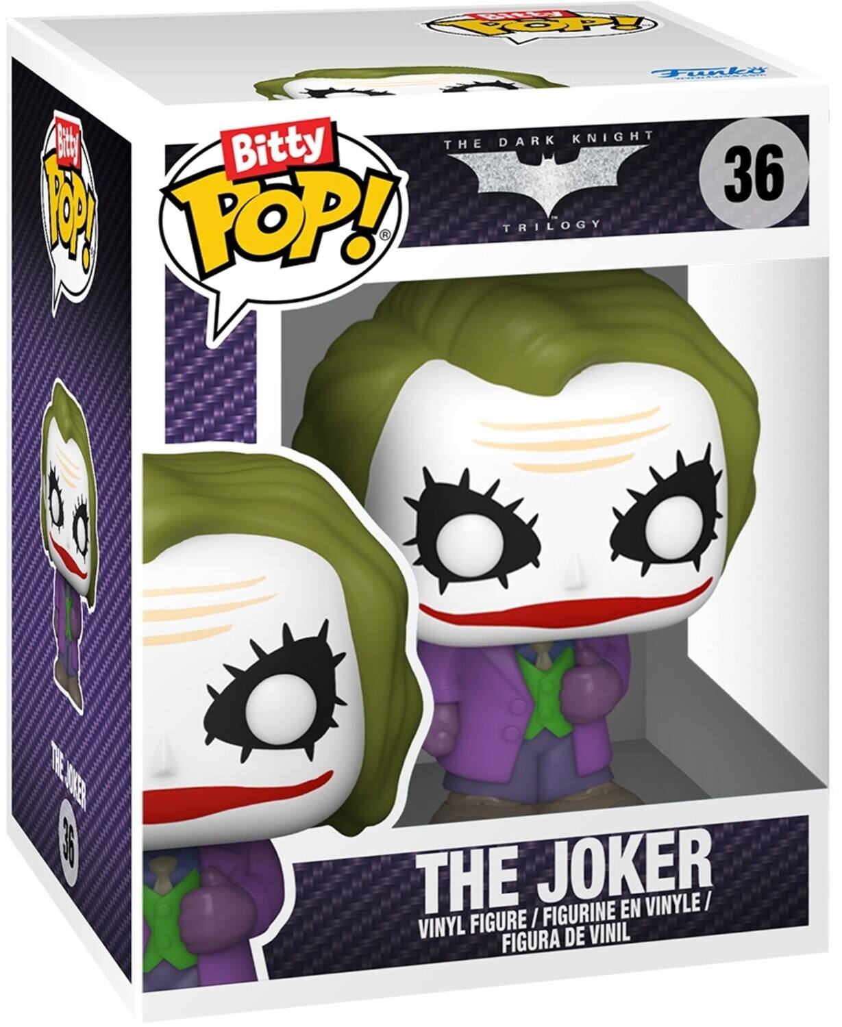 Y ROP YO y  S THE DARK KNIGHT Bitty P POP! TRILOGY 36 0.d I 0  EEU08 35 THE JOKER VINYLE/ / / FIGURINE EN VINYL FIGURE VINIL FIGURA DE