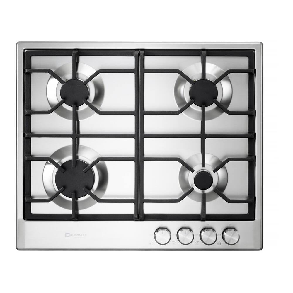 Front. Verona - Verona 24" Designer Gas Cooktop with 4 Sealed Burners in Stainless Steel - Stainless Steel.