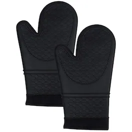 MOVSSOU - Silicone Oven Mitts Heat Resistant Non-Slip - Black