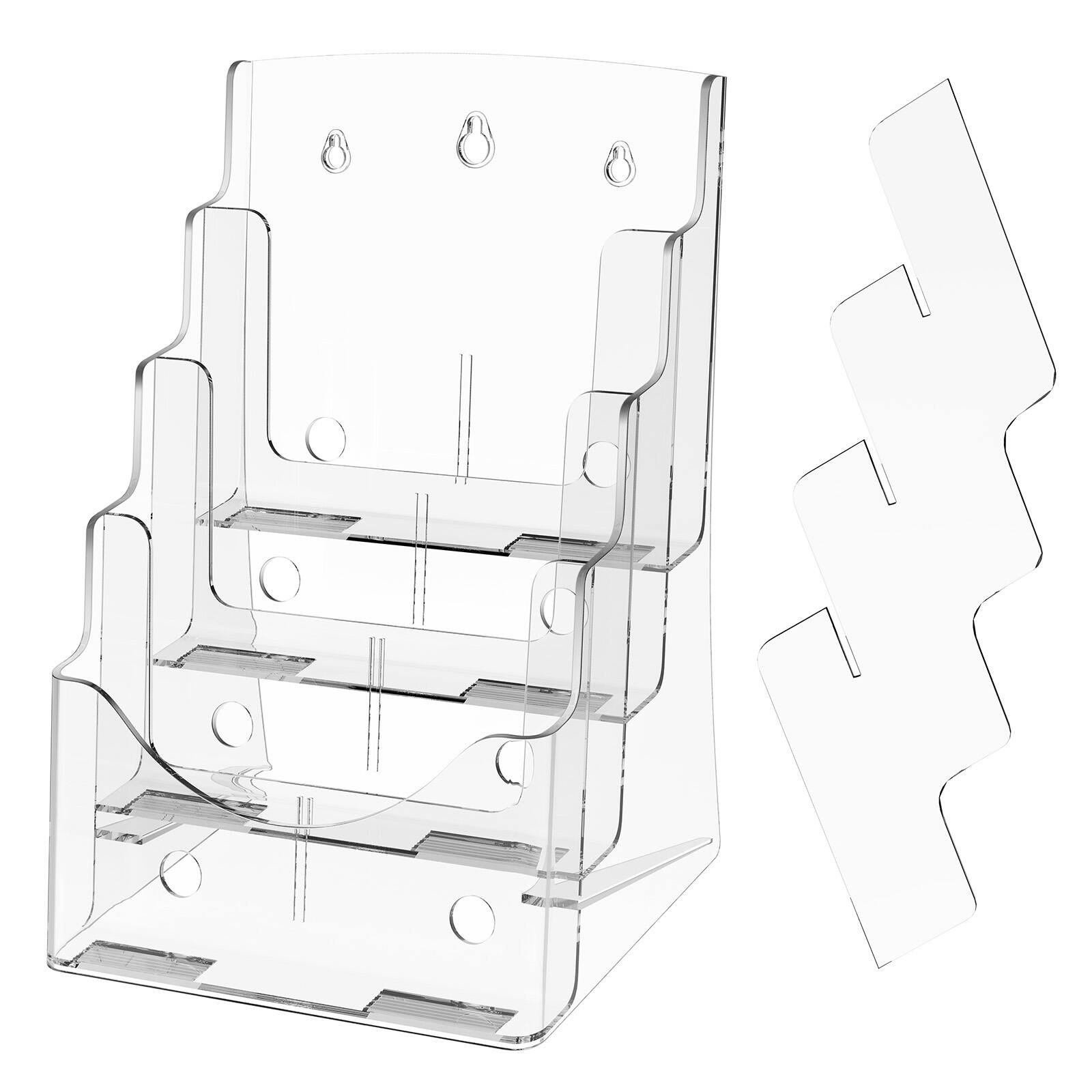 Alt View 5. VEVOR - Acrylic Brochure Holder 8.5 x 11 inch, 4-Tier Clear Acrylic Literature Display Stand - Transparent.