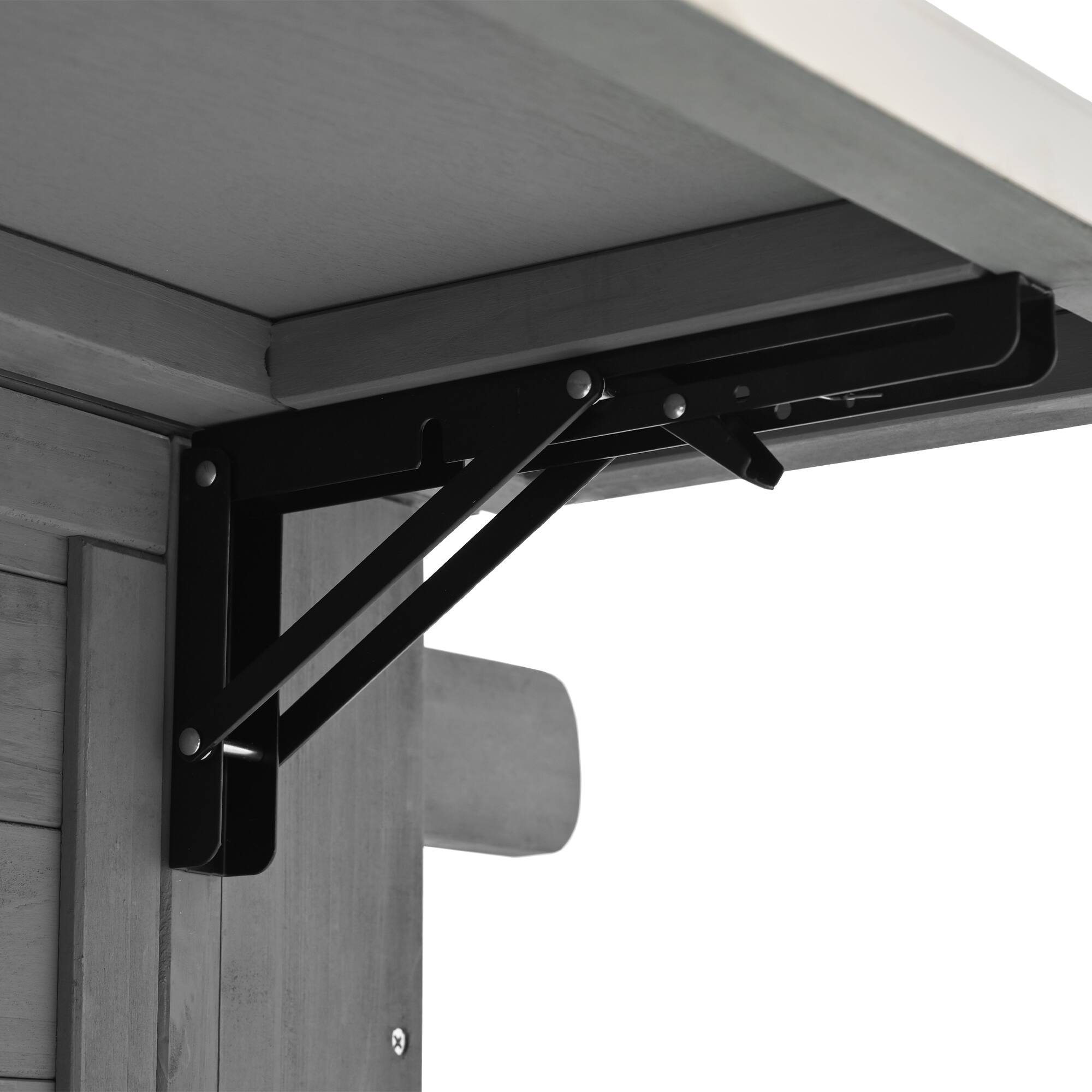 Alt View 7. Mondawe - Fir Wood Outdoor Kitchen Island with Stainless Steel Top, Towel and Spice Racks and a Bottle Opener - Grey.