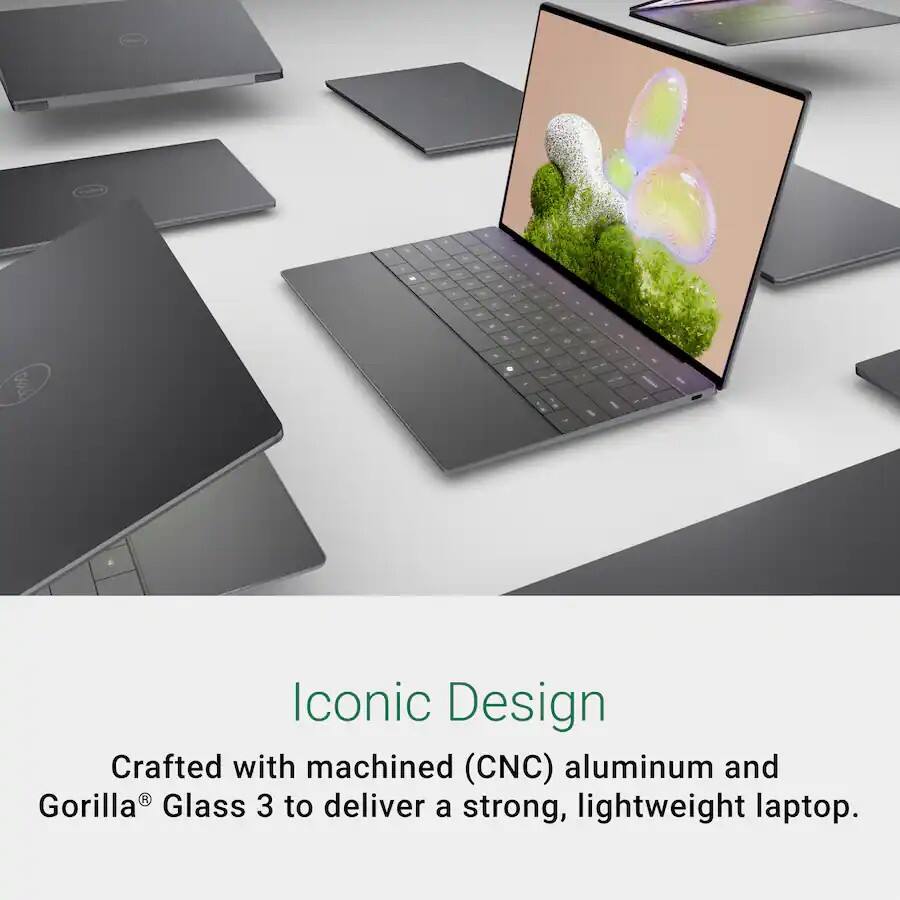 Iconic Design  
Crafted with machined (CNC) aluminum and Gorilla® Glass 3 to deliver a strong, lightweight laptop.