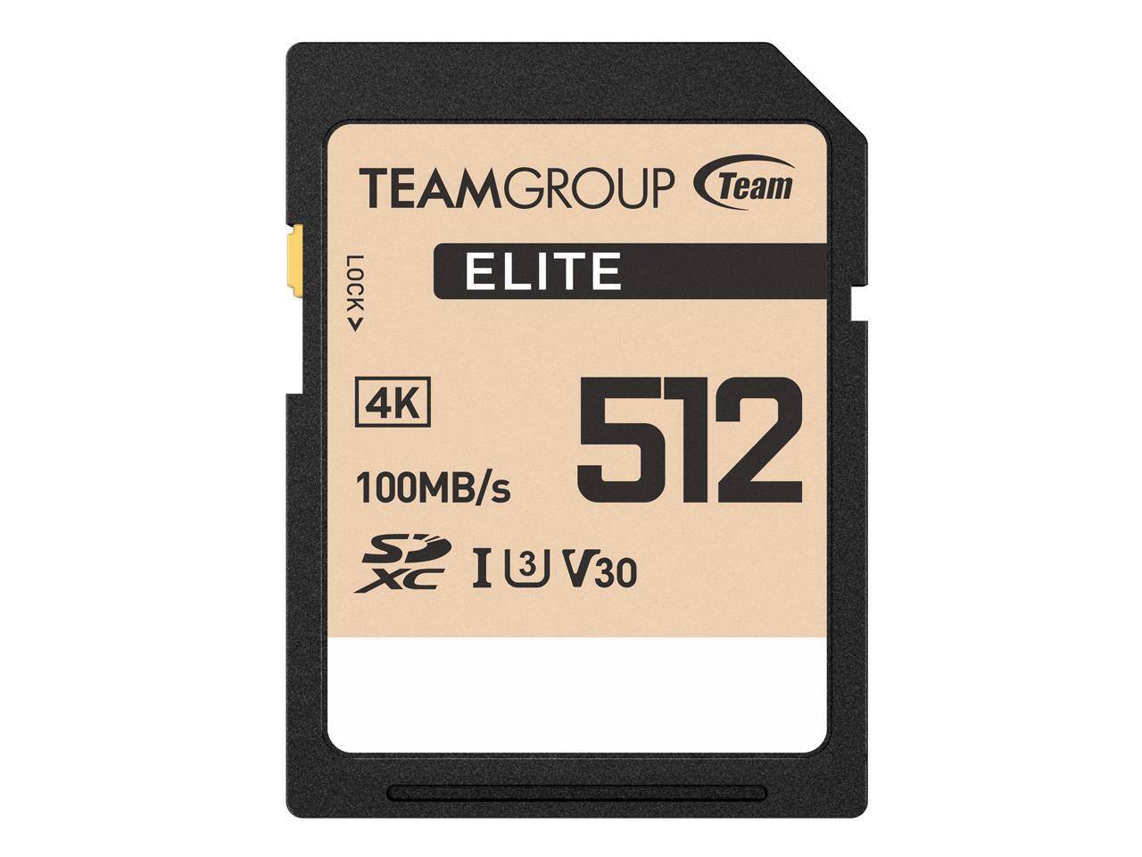 TEAMGROUP Team
ELITE
LOCK
4K
512GB
100MB/s
SDXC
I
U3
V30
