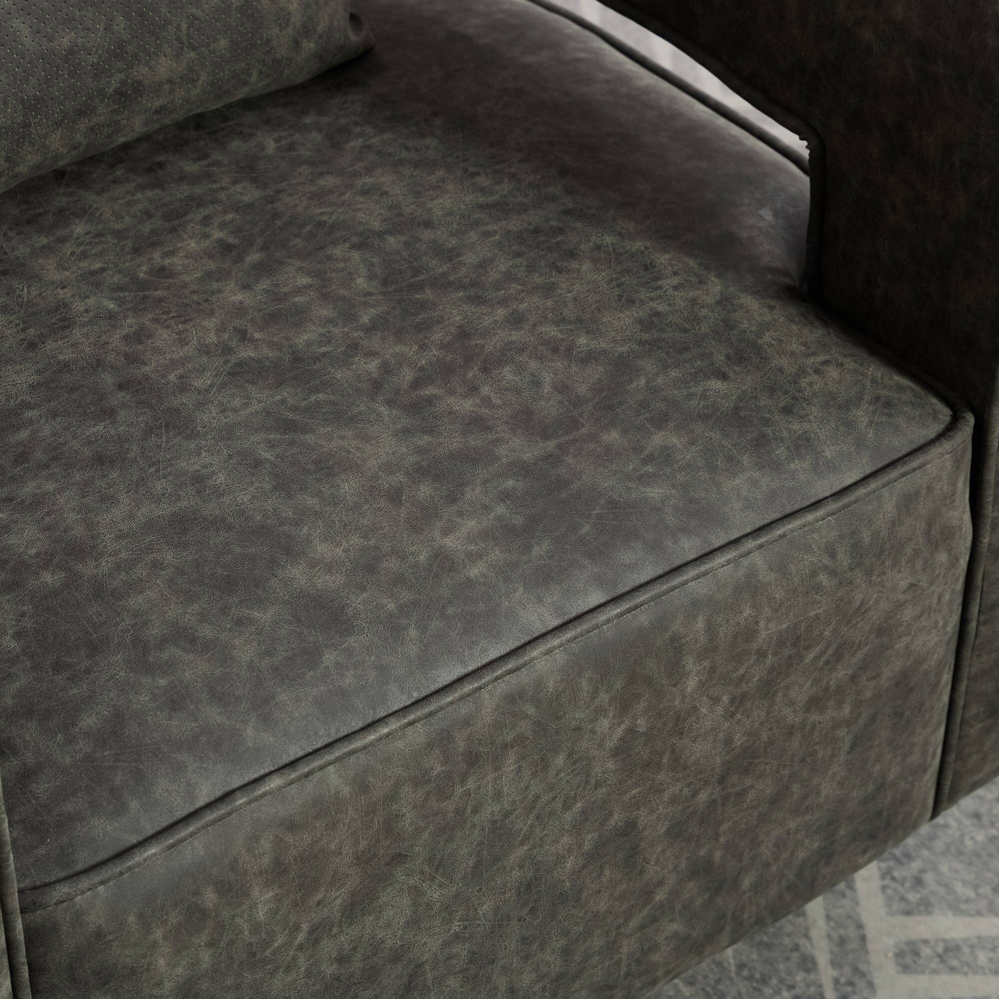 Alt View 4. GOODSILO - Modern Swivel Accent Barrel Chair with Weathered Base for Living Room, Bedroom, or Office - Gray.