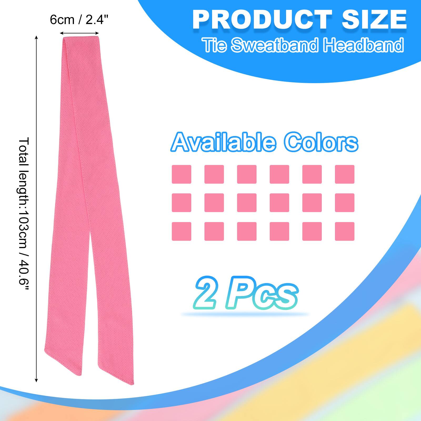 PRODUCT SIZE  
Tie Sweatband Headband  
6cm / 2.4"  
Total length: 103cm / 40.6"  

Available Colors  

2 Pcs