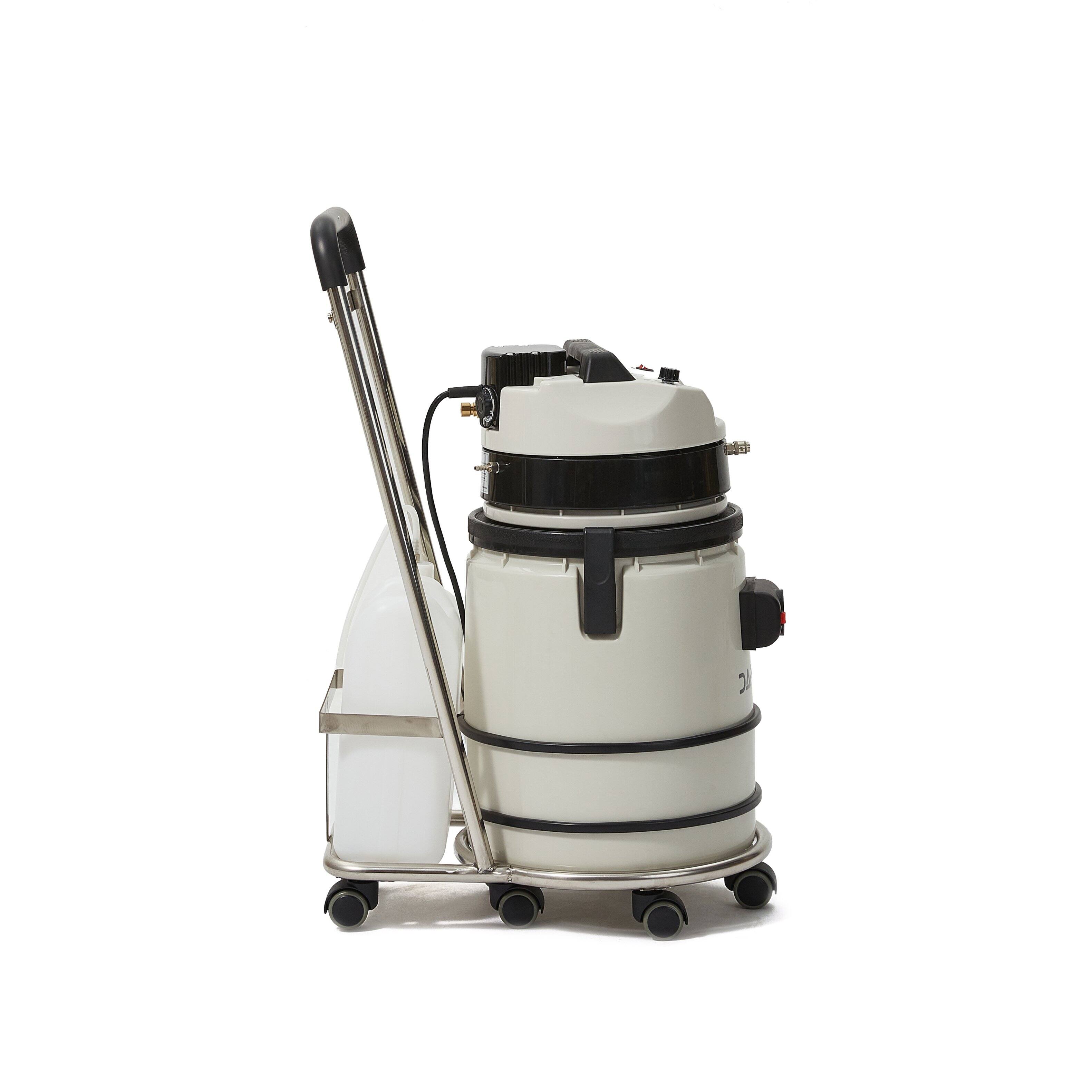 Back. Dapper Supply - Commercial Wet/Dry Vacuum Cleaner with Steam, Cold Water Extraction & Soap Dispensing, 5.5 Gal Tank - White.