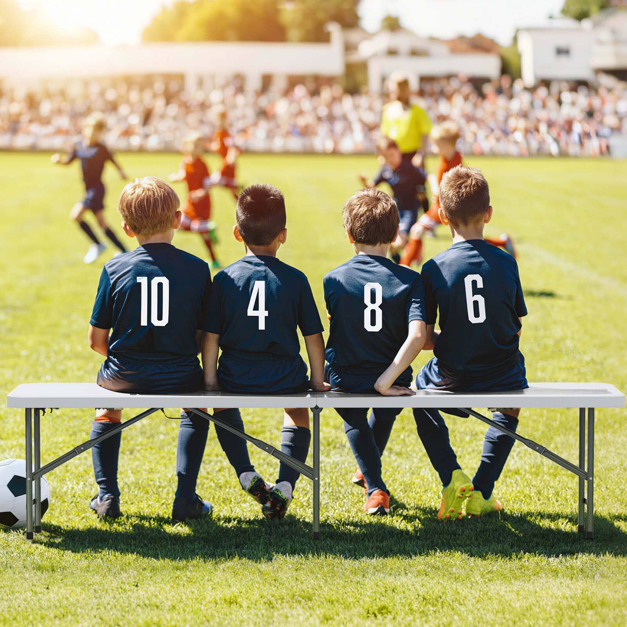 Alt View 4. Costway - Costway 6 ft Plastic Folding Bench with 1320 LBS Capacity Handle & Lock For Outdoor Picnic White - White.