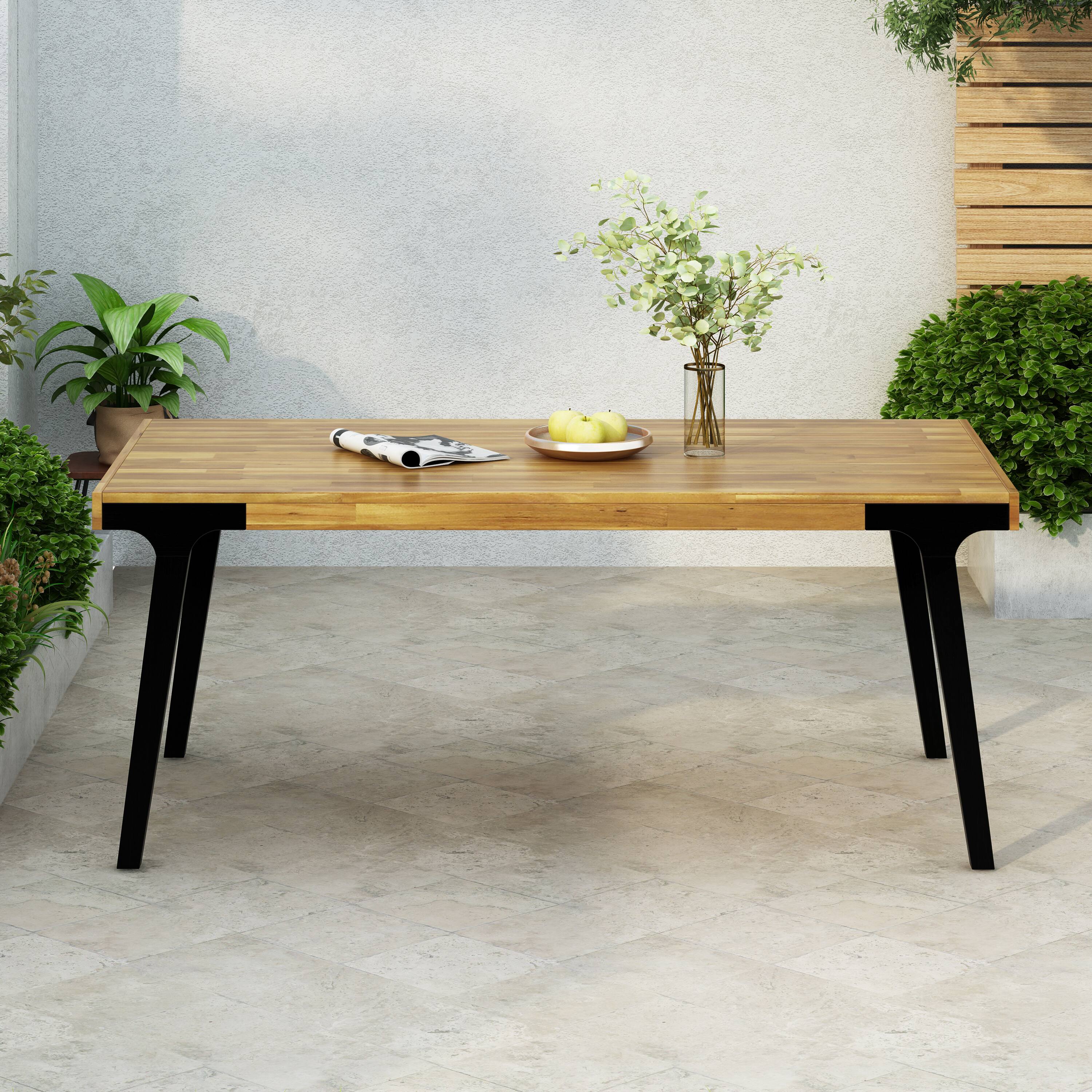 Left. Mondawe - Modern Rectangular Acacia Wood Dining Table - Light Teak.