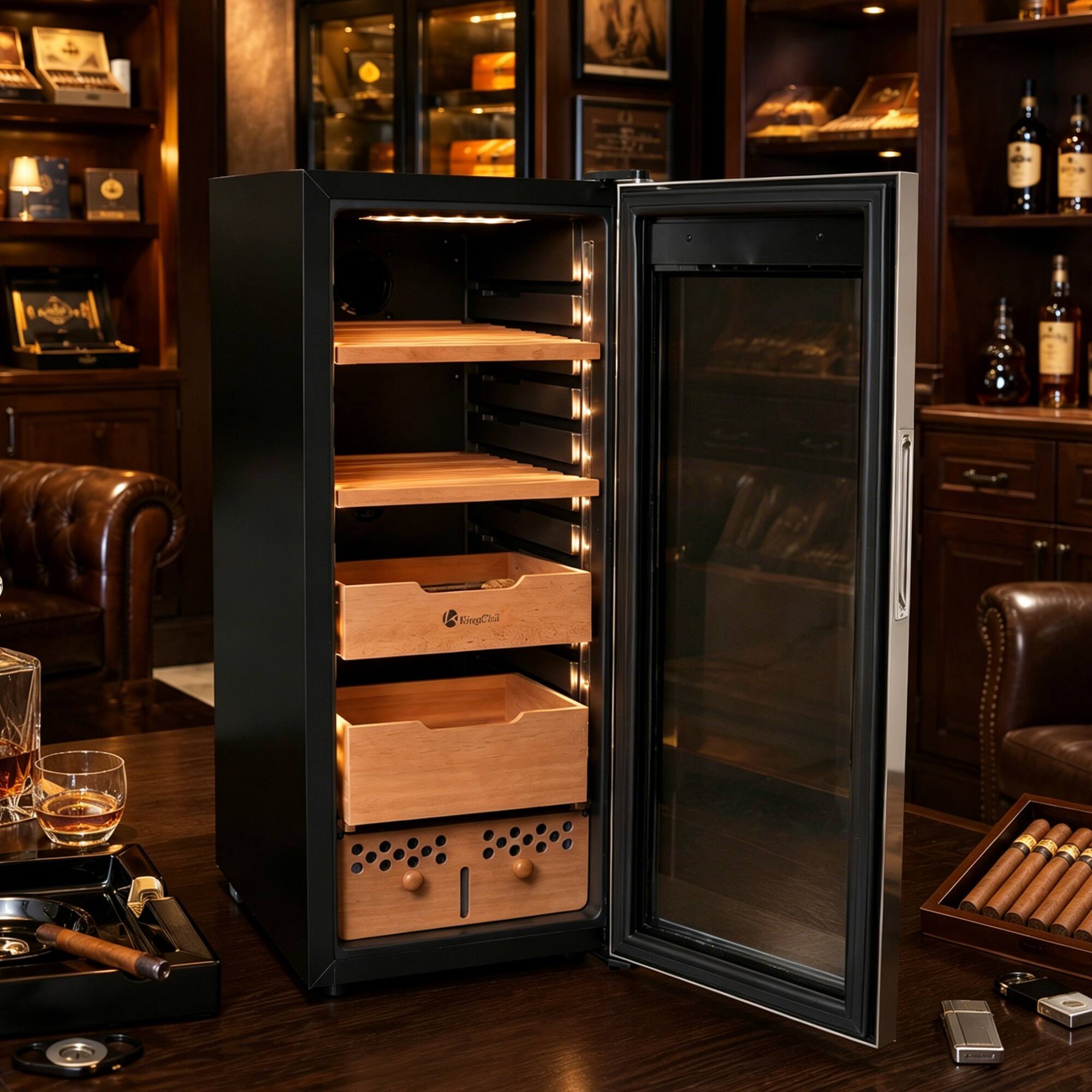 KingChii 60L Cigar Humidor with Temperature and Humidity Control