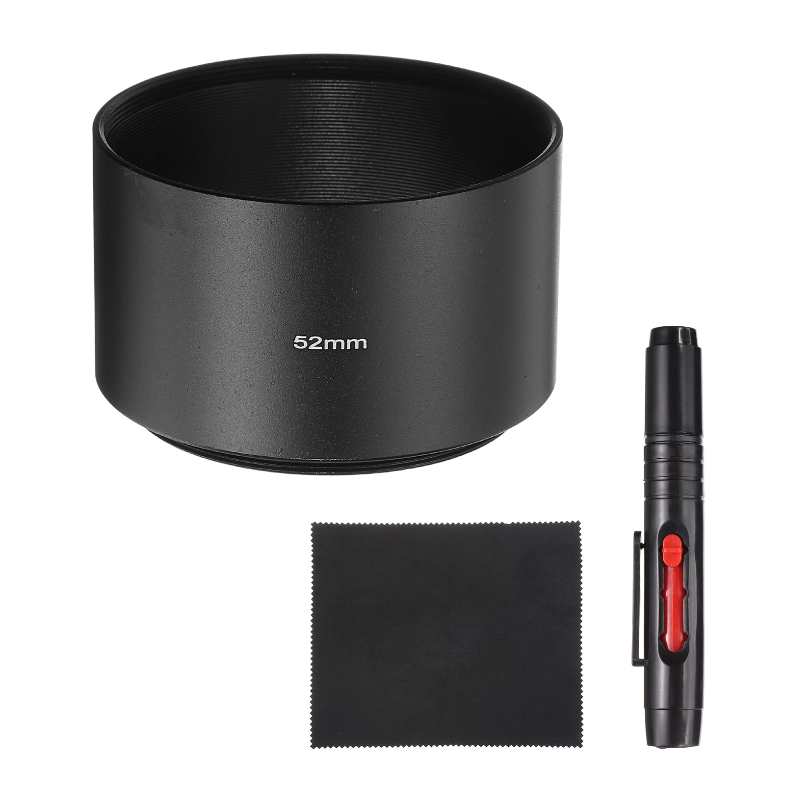 Unique Bargains - Lens Hood Shade, 52mm Long-focus Metal Camera Cap Shade with Cleaning Cloth & Pen - Black
