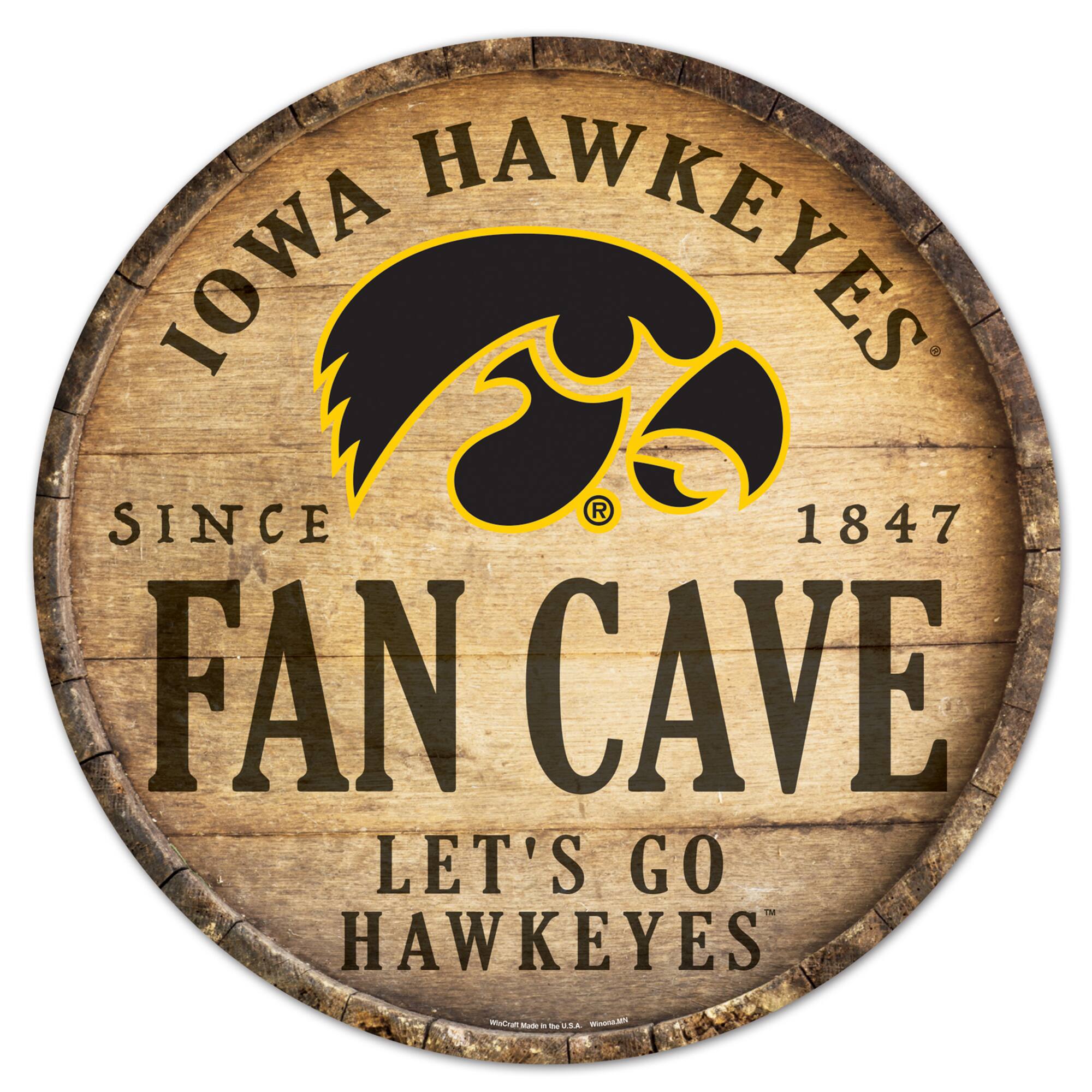 Iowa Hawkeyes 14'' Circular Wood Sign